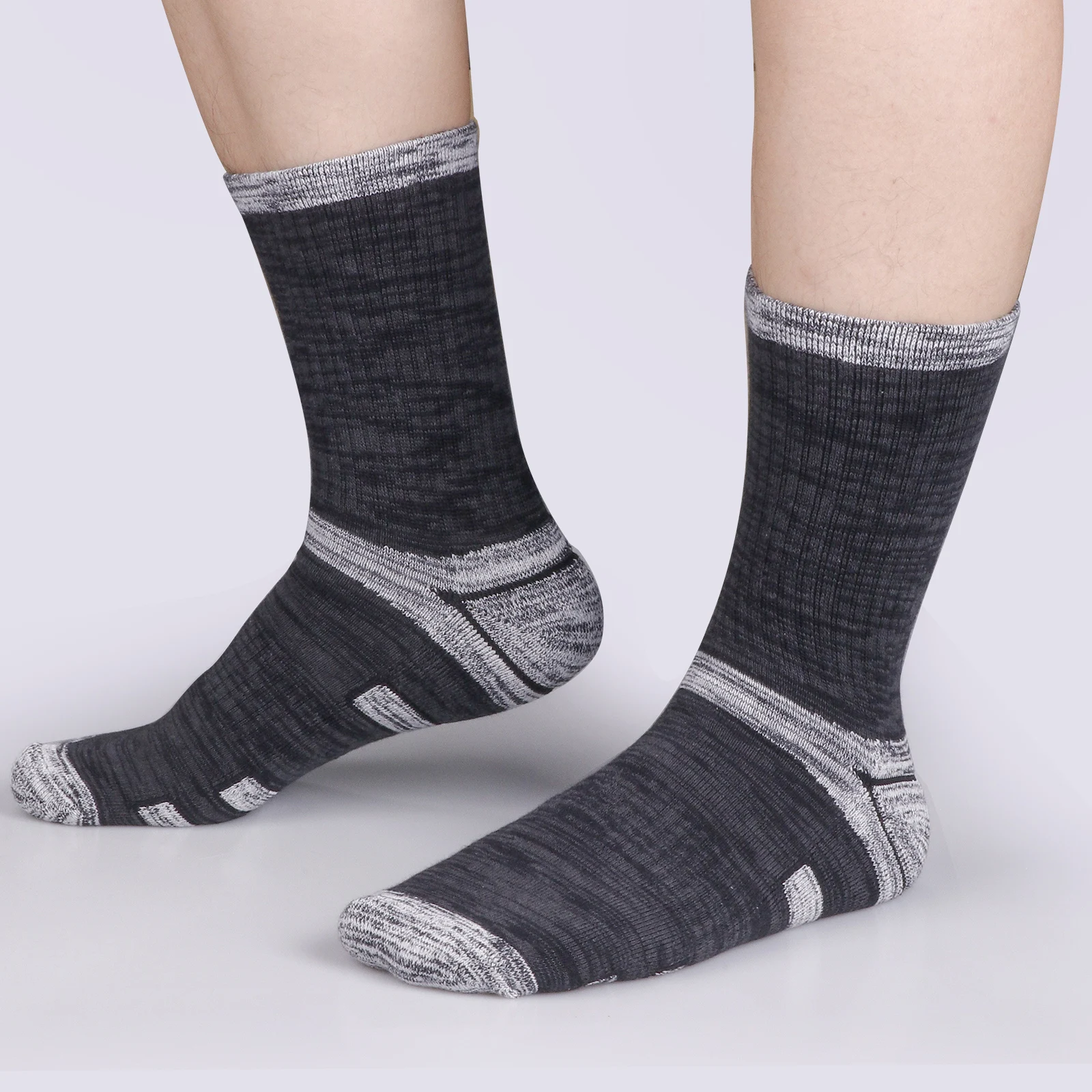 YUEDGE 5 Pairs Mens Moisture Wicking Hiking Socks Combed Cotton Cushioned Crew Socks For Male Size 37-46