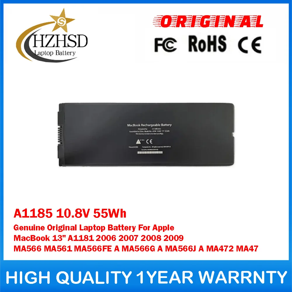 

A1185 10.8V 55Wh Genuine Original Laptop Battery For Apple MacBook 13" A1181 2006 2007 2008 2009 MA566 MA561 MA566FE A MA566G A
