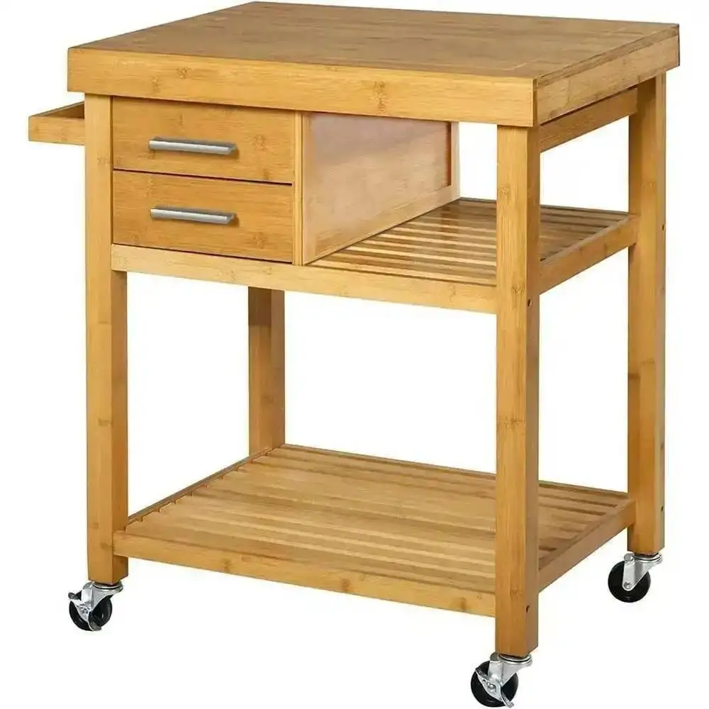 Rack Trolley Rolling Kitchen Island Cart with Wheels with Drawer Towel Rack Locking Casters Storage Cutting Board Trolley