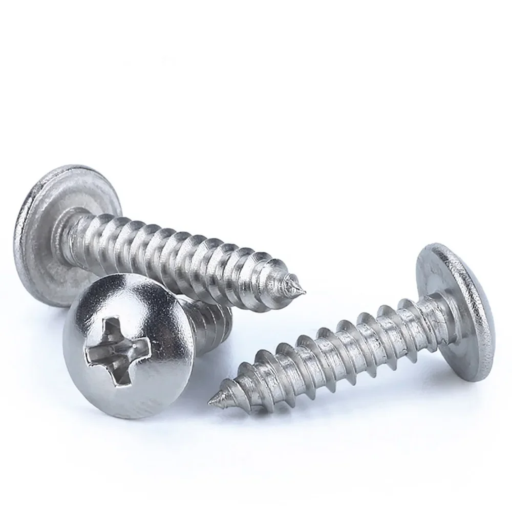 10-50Pcs 304 Stainless Steel Large Flat Head Self Tapping Screw Round Head Phillips Truss Mushroom Screws M3 M4 M5 M6