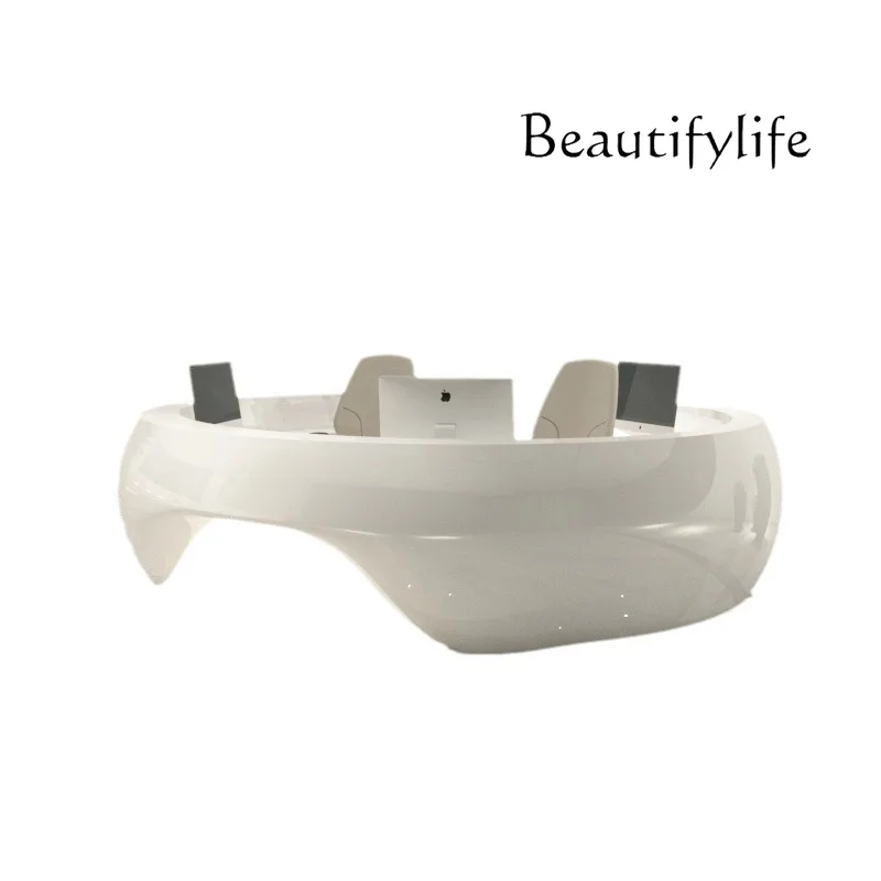 

Simple curved bar beauty salon checkout page circular creative fiberglass company reception front desk