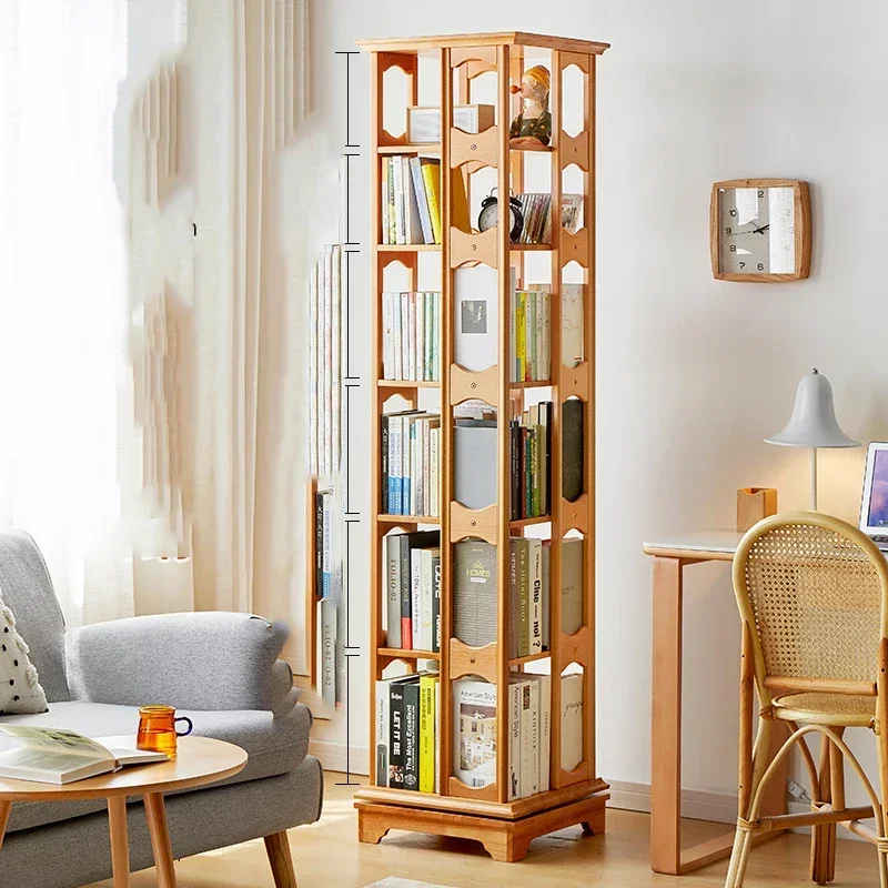 Drehbare Bücherregale aus massivem Holz, einfache Designs, vertikale Vintage-Bücherregale, traditionelle Aufbewahrung, Librero M