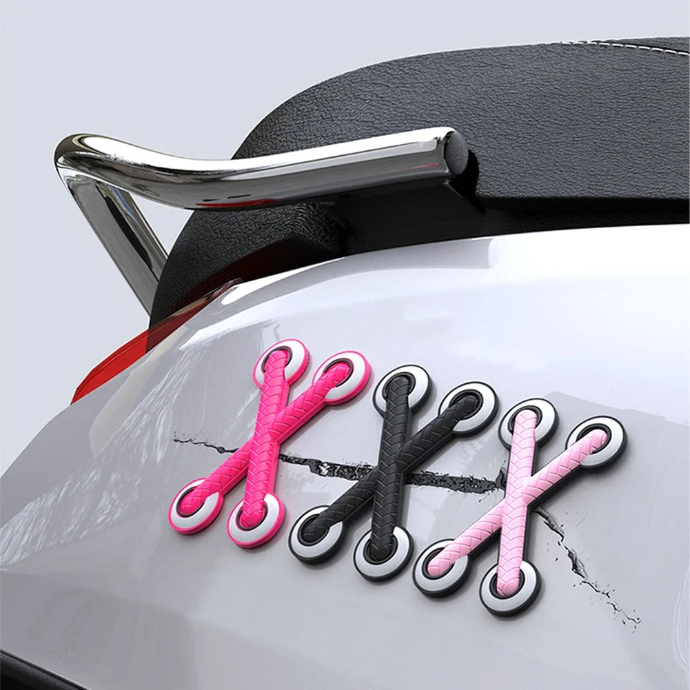 3D Simulation Patch Car Sticker Creative Shoelaces Adhesive Bandage Sticker Auto Body Scratch Decoration Decal Car Accessories