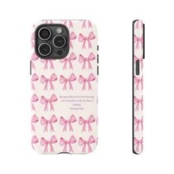 Pink Bows Letter Tough Phone Case For Iphone 17 16 15 14 13 12 11 Pro Max 13Mini 12Mini XSMAX XR X 7 8 Plus