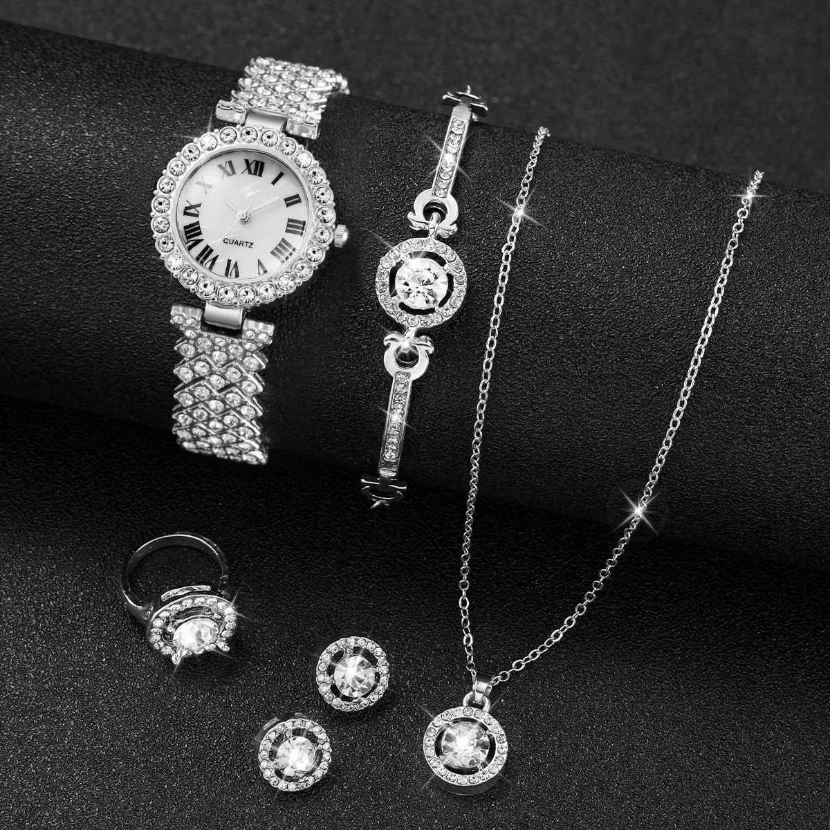 6 шт./компл. Роскошные женские – обзор и цена Jewelry Watches For Ladies