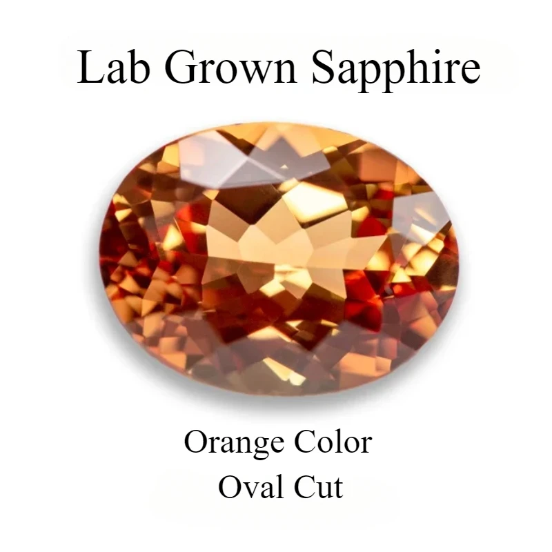 Lab Grown Sapphire Oval Shape Orange Color Charms Gemstones for Diy Jewelry Making Pendant Material Selectable AGL Certifica