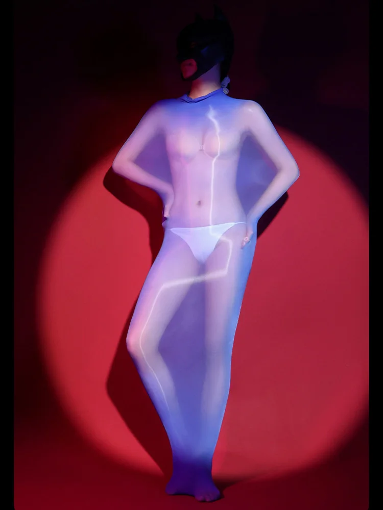 Sexy Women Maid Tight Cocoons Body Stockings Oil Glossy Shiny Bodysuit Thin Sheer See Through Elastic Bodystocking Plus Size