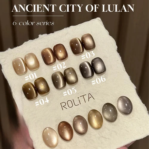 Imagen 2 del producto 12ML 1-16 Uds otoño nuevo estilo ciudad antigua cuenta de vidrio imán ojo de gato Gel esmalte de uñas uñas marrones uñas negras