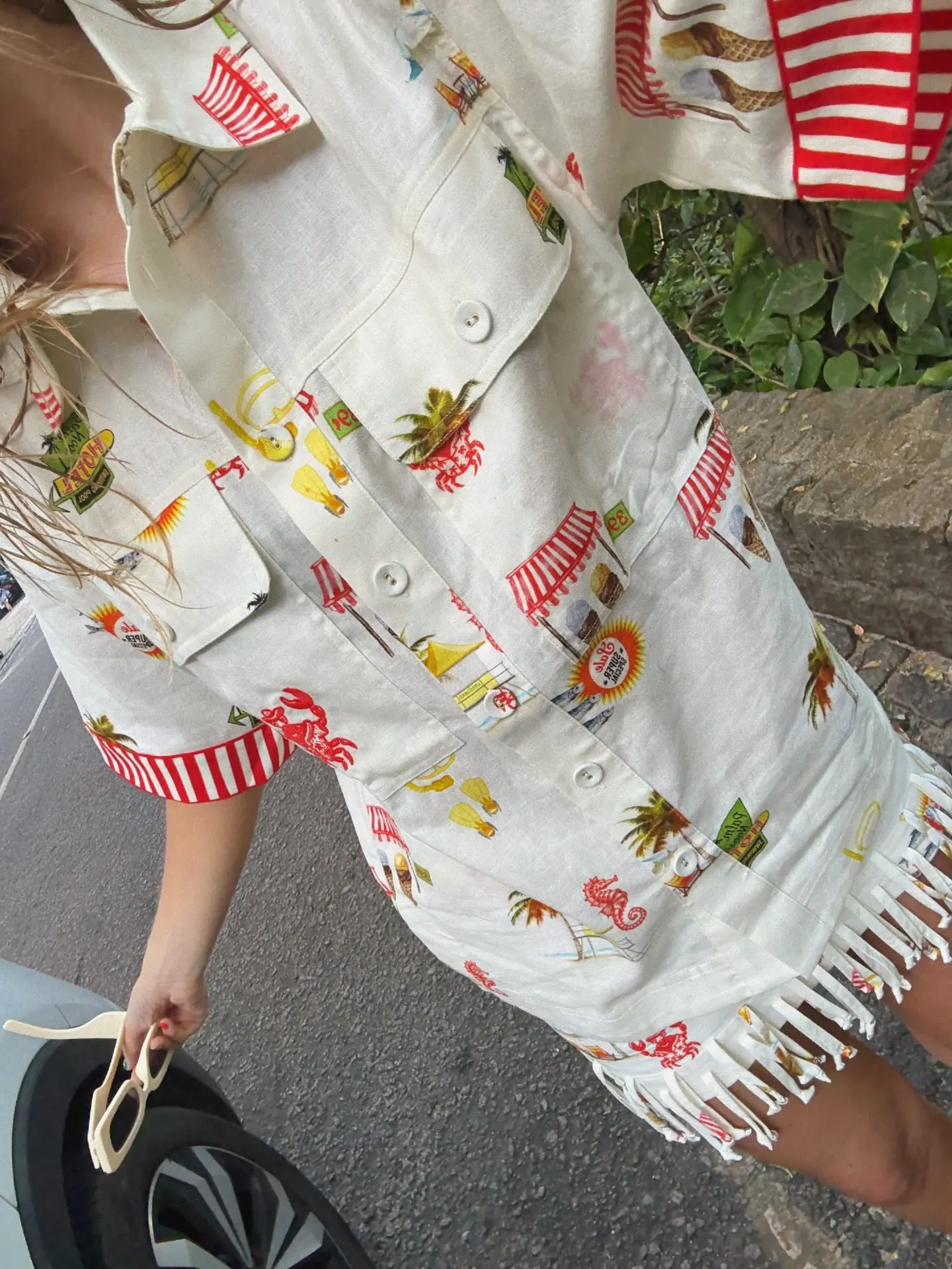 

Women Fashion Print 2-Piece Set High Waist Tassel Spliced Mini Skirt + Turn-down Collar Short Sleeve Single Breasted Shirt Suit