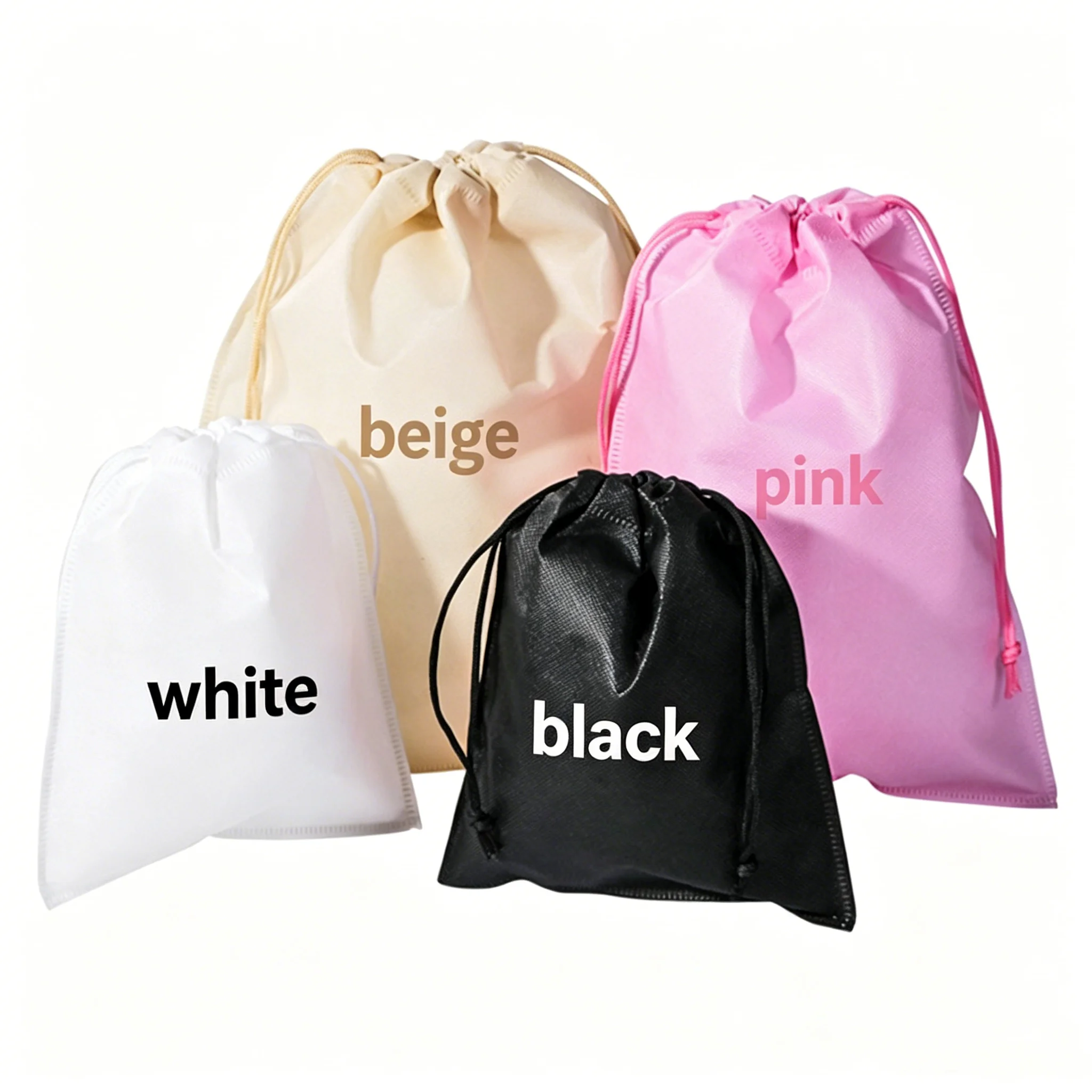 20 pcs Non-woven Drawstring Bag Clothing And Shoes Dust-proof Heat-sealing Non-woven Bag Environmental Drawstring Accept Print L