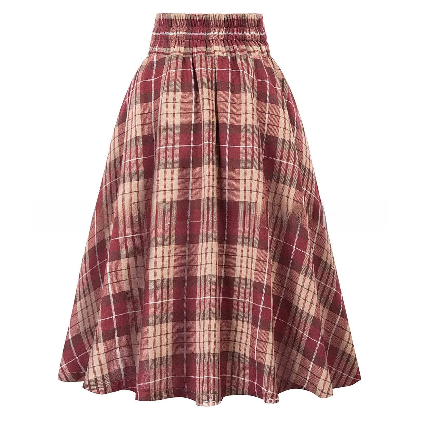 

New 24 Large Flounce ter Ne Midi Skirt Women's Plaid Decorative Skirts Spring Season mid Length Umbrella Skirt