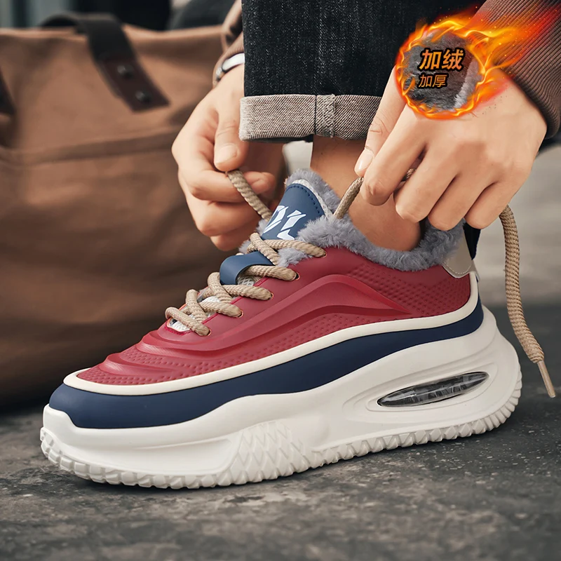 Bottes de neige d'hiver pour hommes, doublure en fausse fourrure, épaisses et chaudes, design une pièce, antidérapantes, durables, grande taille, séchage rapide, idéales, 2025