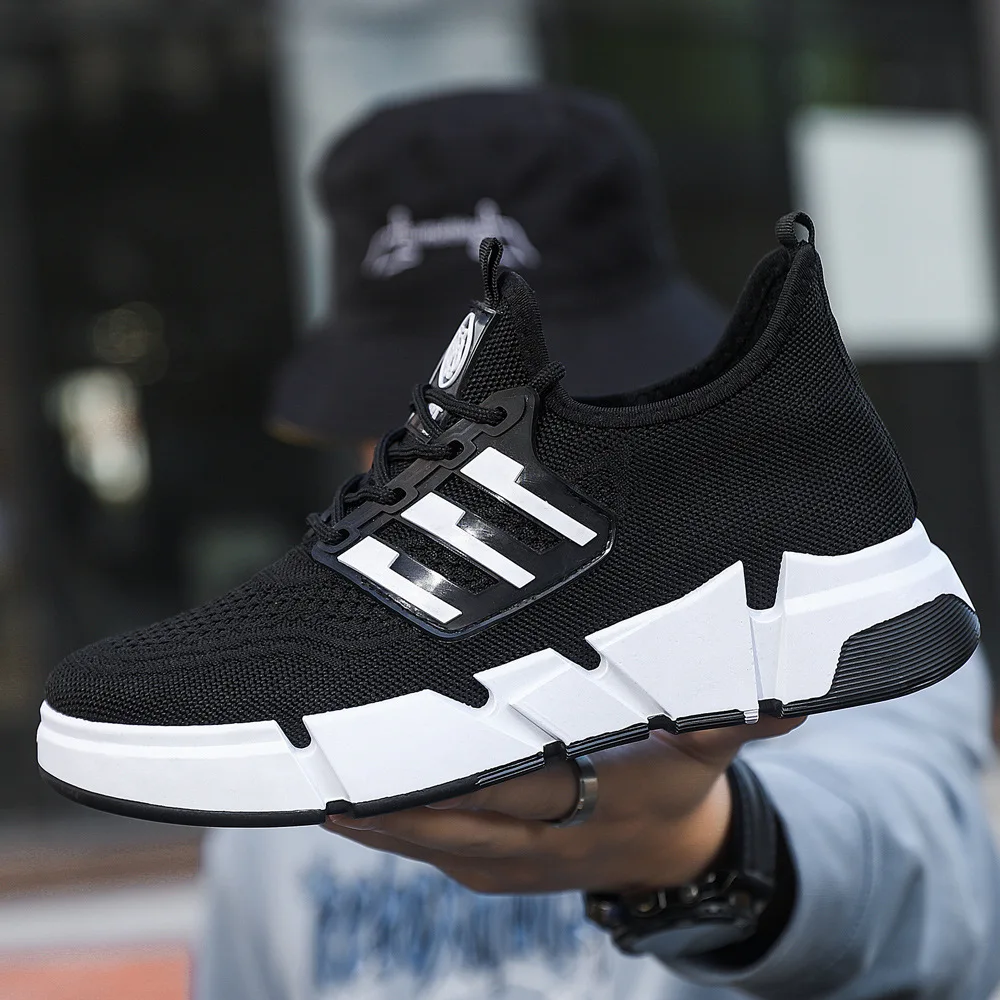 2023 Spring New Large Size Fly Woven Mesh Breathable Casual Men's Shoes Lightweight Platform Running Sports Men's Shoes
