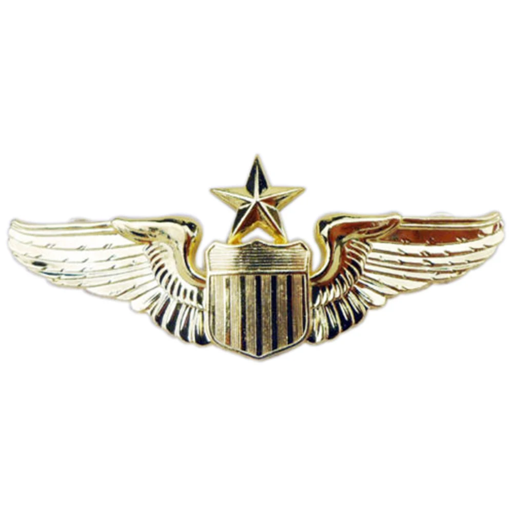 

USAF U.S. AIR FORCE BADGE SENIOR PILOT AVIATOR METAL WINGS MEDAL INSIGNIA PIN BROOCH GOLD