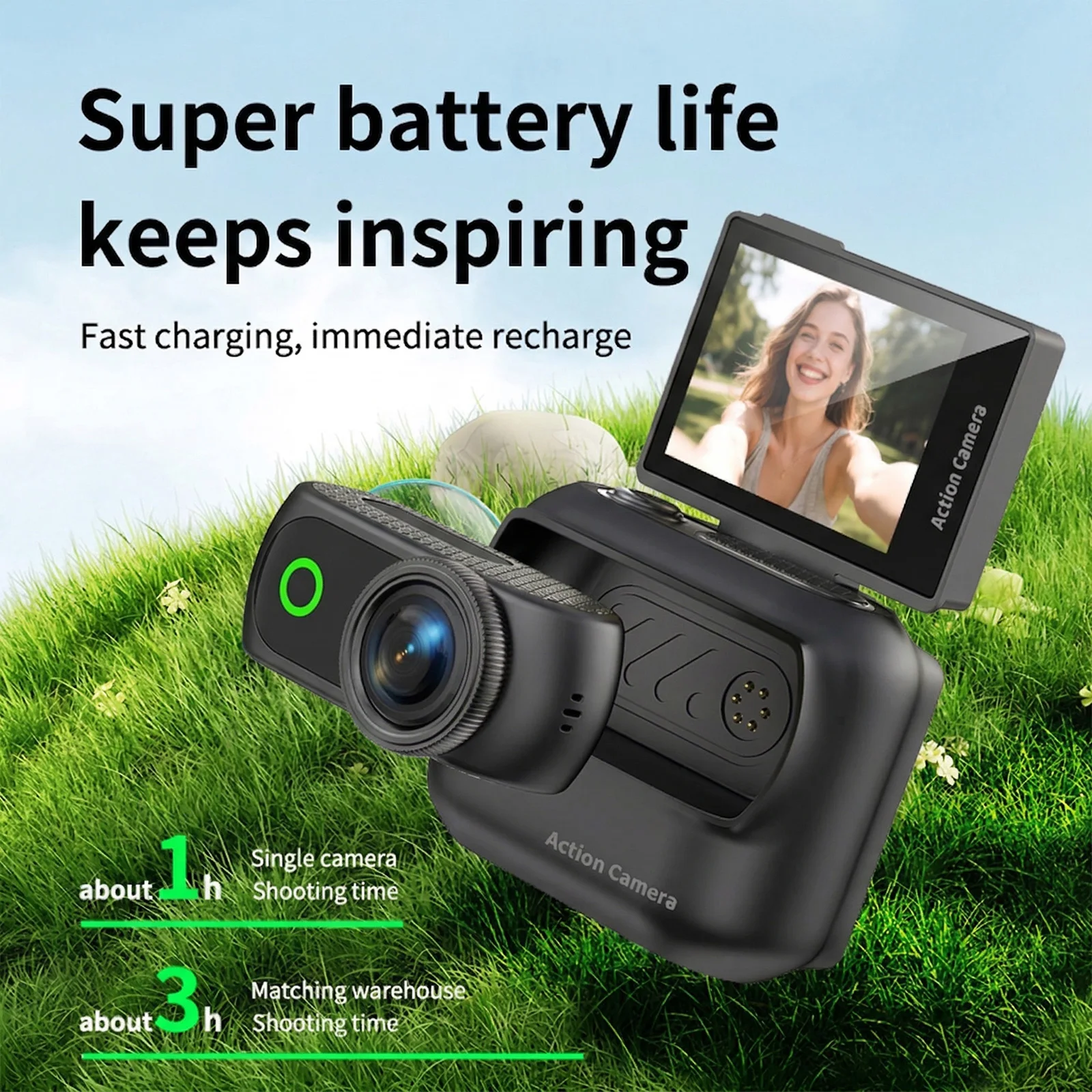 

Magnetic Wearable Vlog Camera Anti-Shake WiFi Thumb Sports Camera Hands-Free Compact Panoramic Action Camera for Outdoor Sports