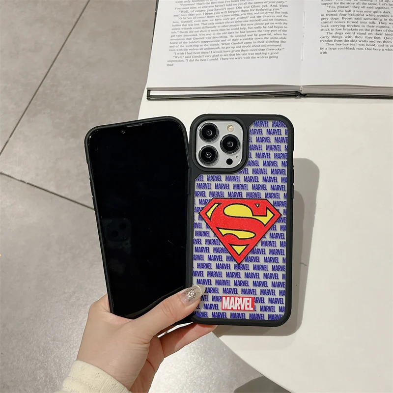 Luxury Marvel Avenger Superheroes Logo Phone Case for iPhone 15 14 13 12 11 Pro Max Plus mini Captain America Iron Man Cover