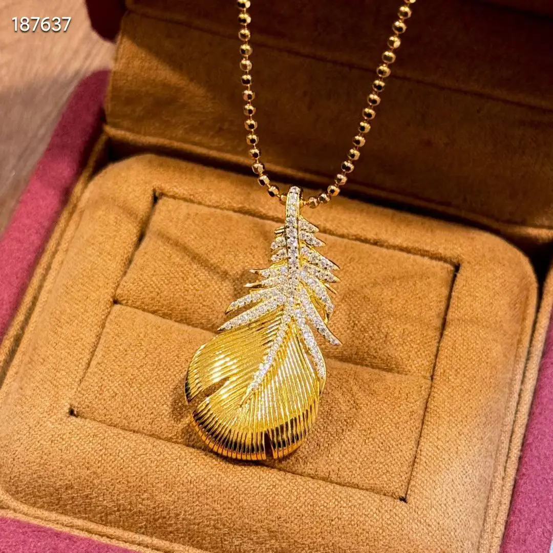 

Luxury Fashion Bucci Style 925 Silver Riigato Feather Pendant With Ball Chain Hand-crafted Gold Plumage Necklace Birthday Gifts