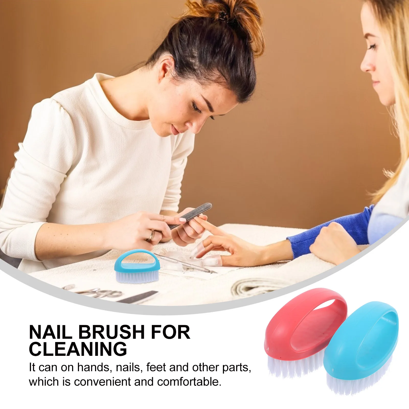 

2pcs Pp Material Durable Skin-Friendly Portable Manicure Tool Home Travel Use Accessories Scrub For Hands Feet Toenails Brush
