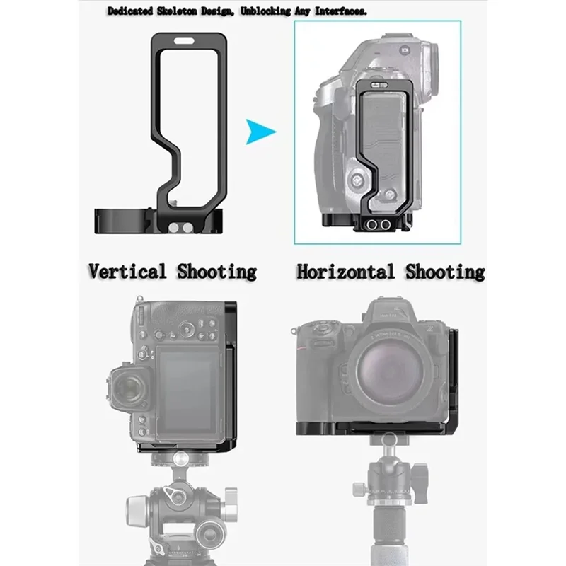 フルアルカスタイル拡張可能なLブラケット、デュアルプレート固定コラム、バッテリーコンパートメント、トリガー付きNikon Z8カメラ用