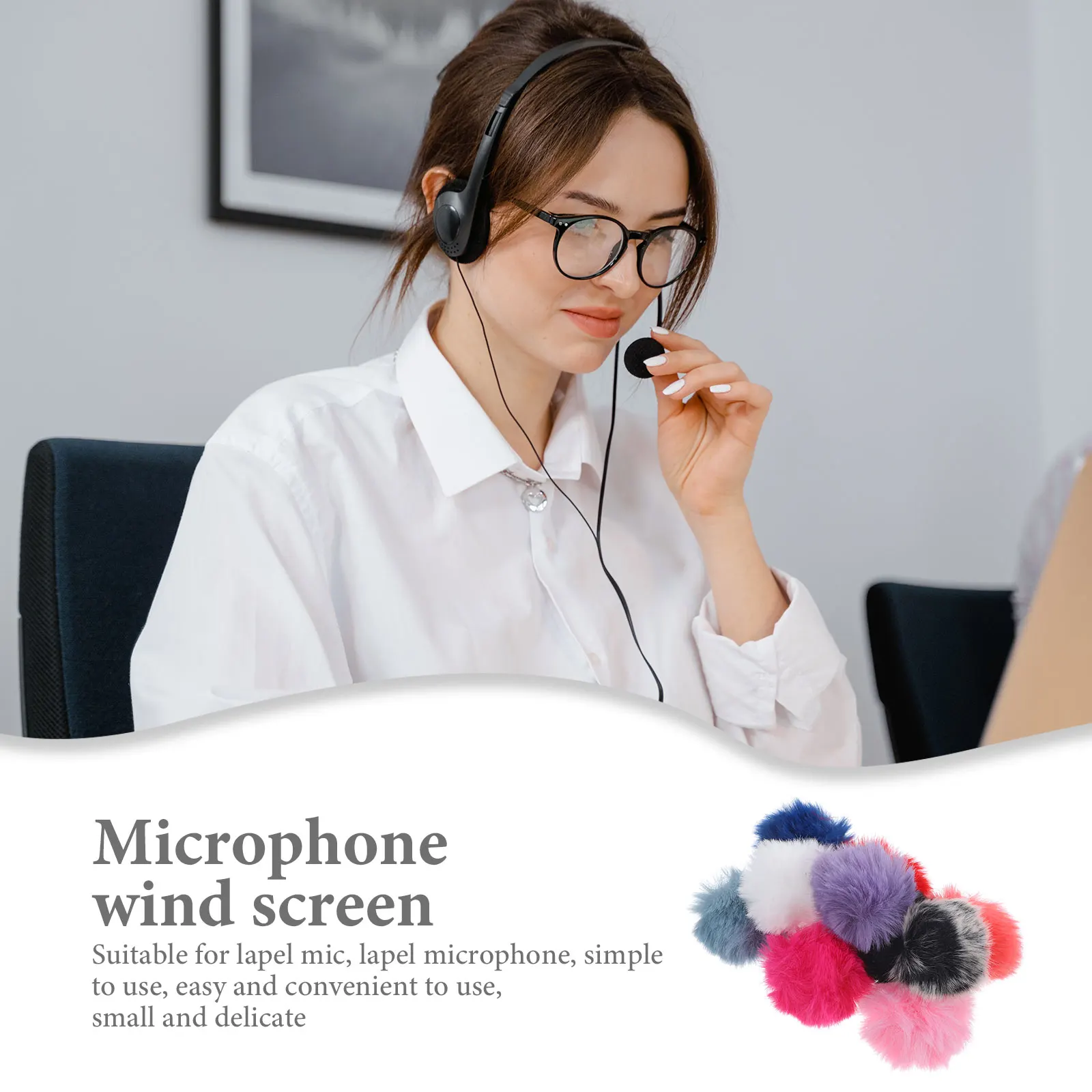 

10 pcs Lavalier Microphone Wind Screen Mic Cover Furry Windproof Noise Reduction Outdoor Mini Mic Lapel Wireless Reusable