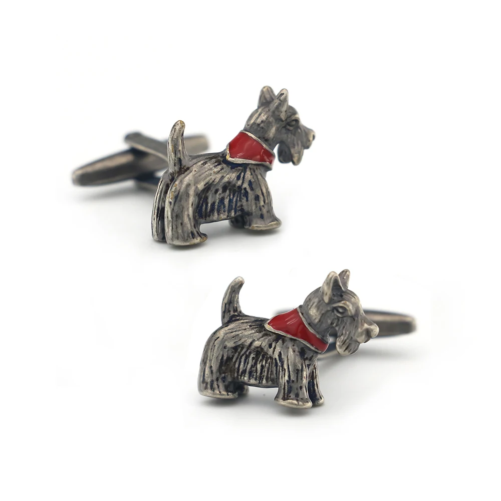 Men\'s Scottish Terrier Cuff Links Vintage Color Pet Dog Design Quality Copper Material Fashion Cufflinks Wholesale & Retail