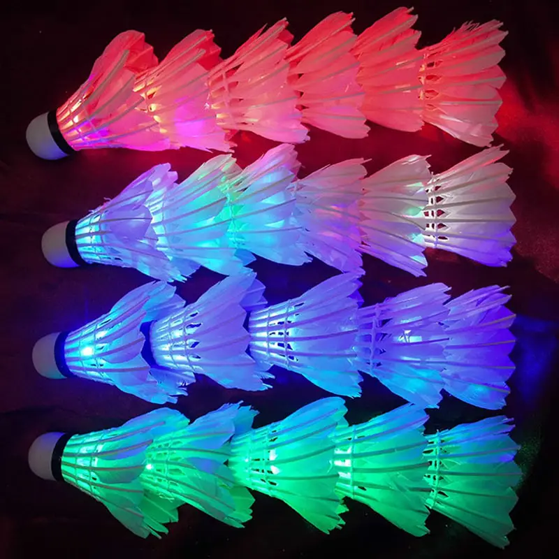 LED Badminton Feather Dark 4 Pcs Colorful LED Shuttlecocks Shuttlecocks