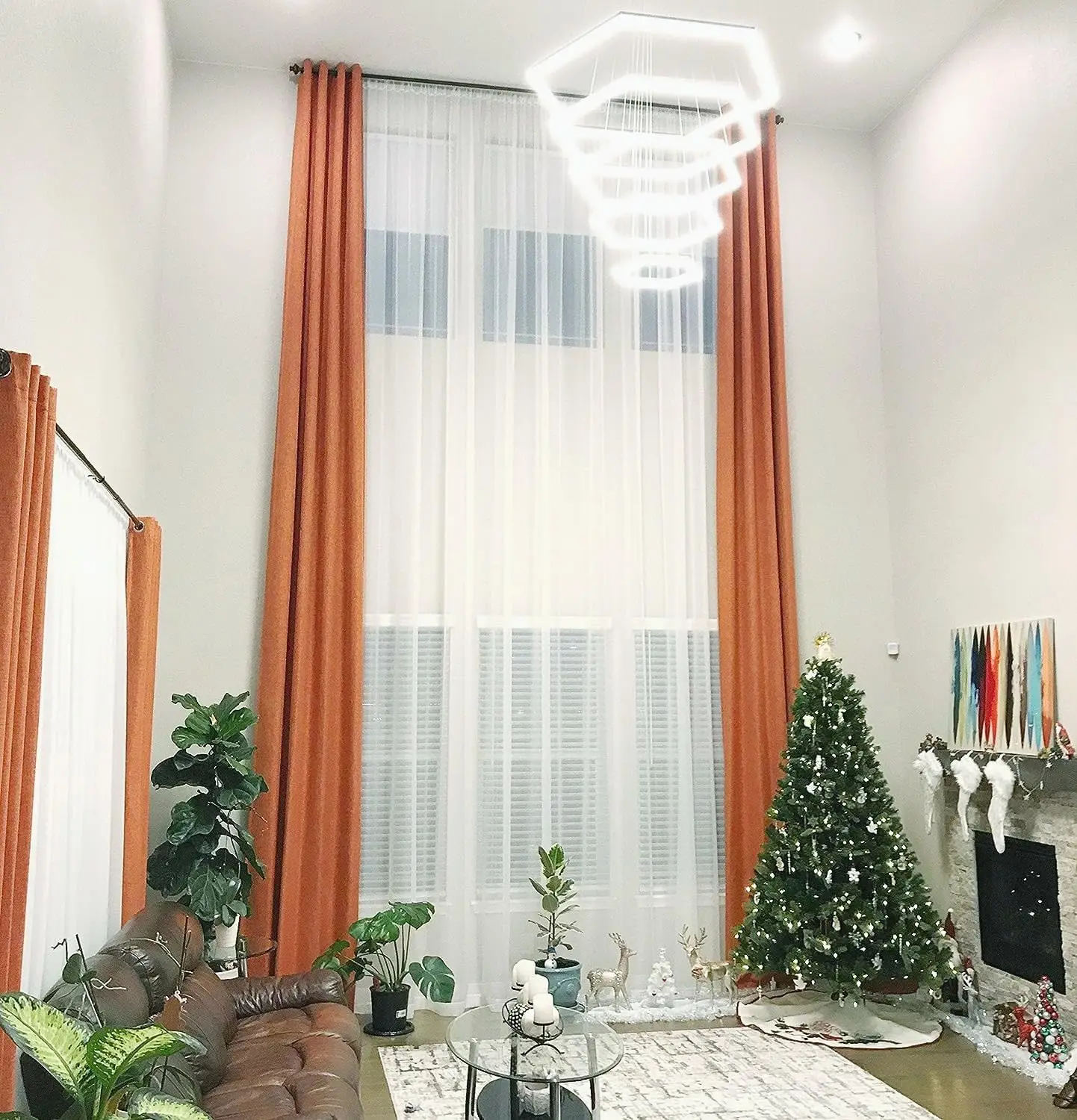 

Extra Long Velvet Curtain (1 Panel) with Grommet top 8-24 ft Long high/Tall Drape Custom Made (Orange, 50″Wx240″L)