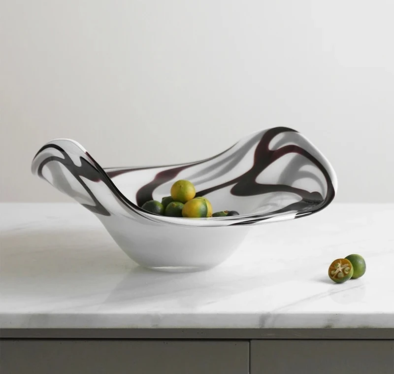 Streamlined Texture Dessert Tableware Fruit Plate Glass Bowl Hotel Restaurant Fruit Plate