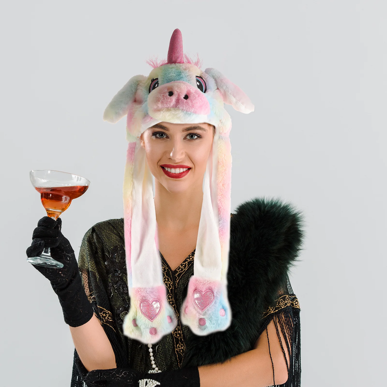 Animal Ear Hat Bunny Ears Moving Jumping Up Dress Up Funny Cosplay Party for Kids Christmas Gift for Adult