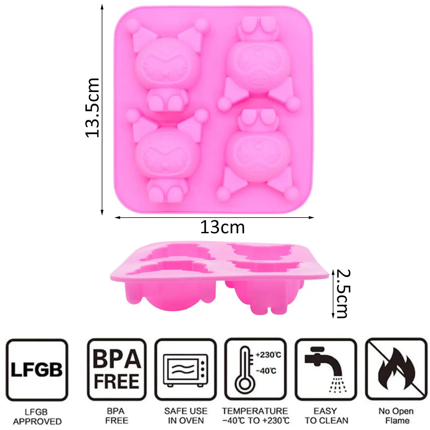 Sanrio Hello Kitty Kuromi Cinnamoroll Moldes Baking Diy Jelly Candy Chocolate Pastel Muffin Ice Cube Silicona Kitchen Supplies