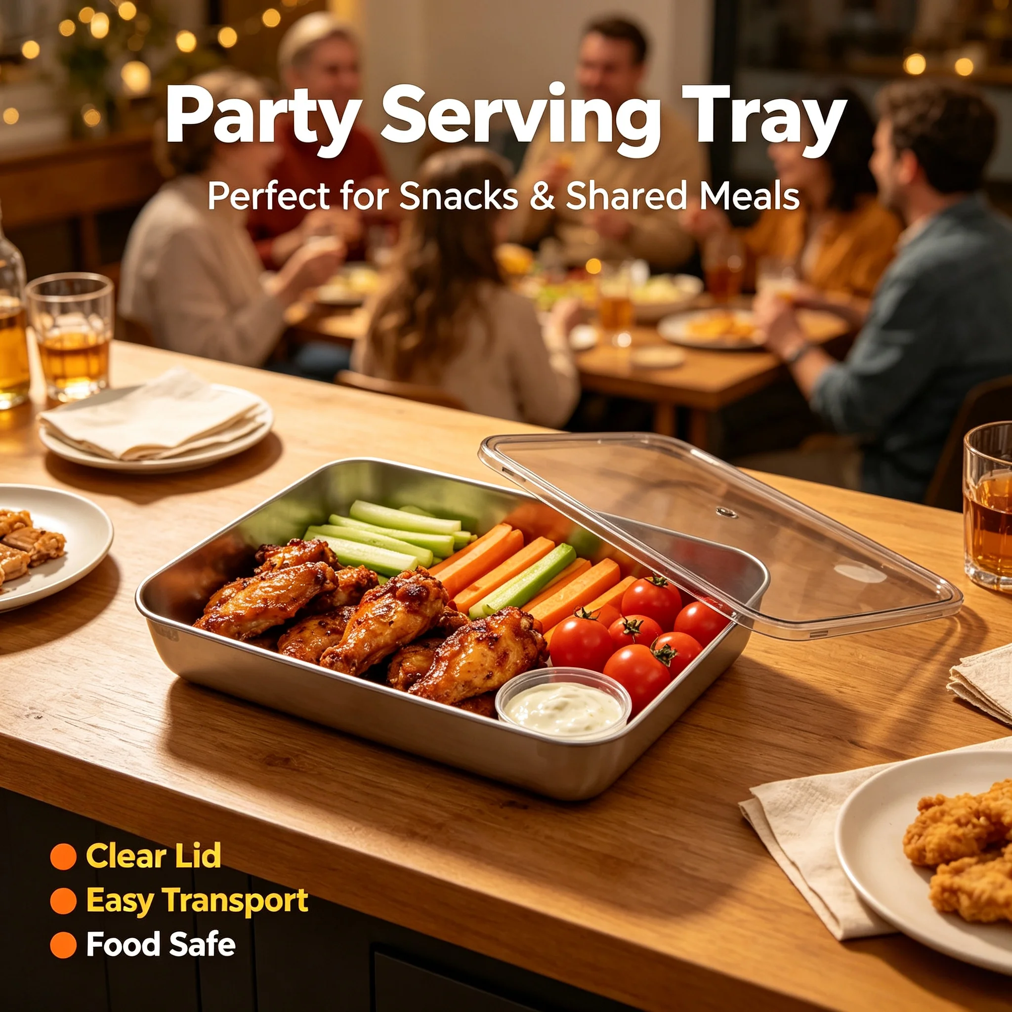 Meal Prep Seafood - Stainless Steel Square Tray with Lid,