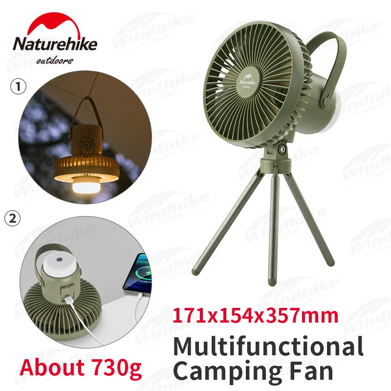 Naturehike Outdoor Lighting Fan Lamp Multifunctional Detachable Tent Fan Lamp Summer Travel Suspended Tripod Standing Fan