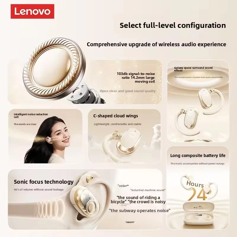 Original Lenovo EA366 Bone Conduction Wireless Bluetooth Headphones HD Stereo Music Game Noise Reduction Earphones Sport Earbuds