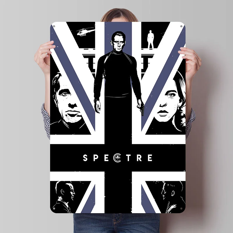 Spectre Film Metallposter, individuelle Wandkunst, Retro-Vintage-Blechschilder für Männerhöhle, Schlafzimmerdekoration, Heimdekorationsartikel, Garten
