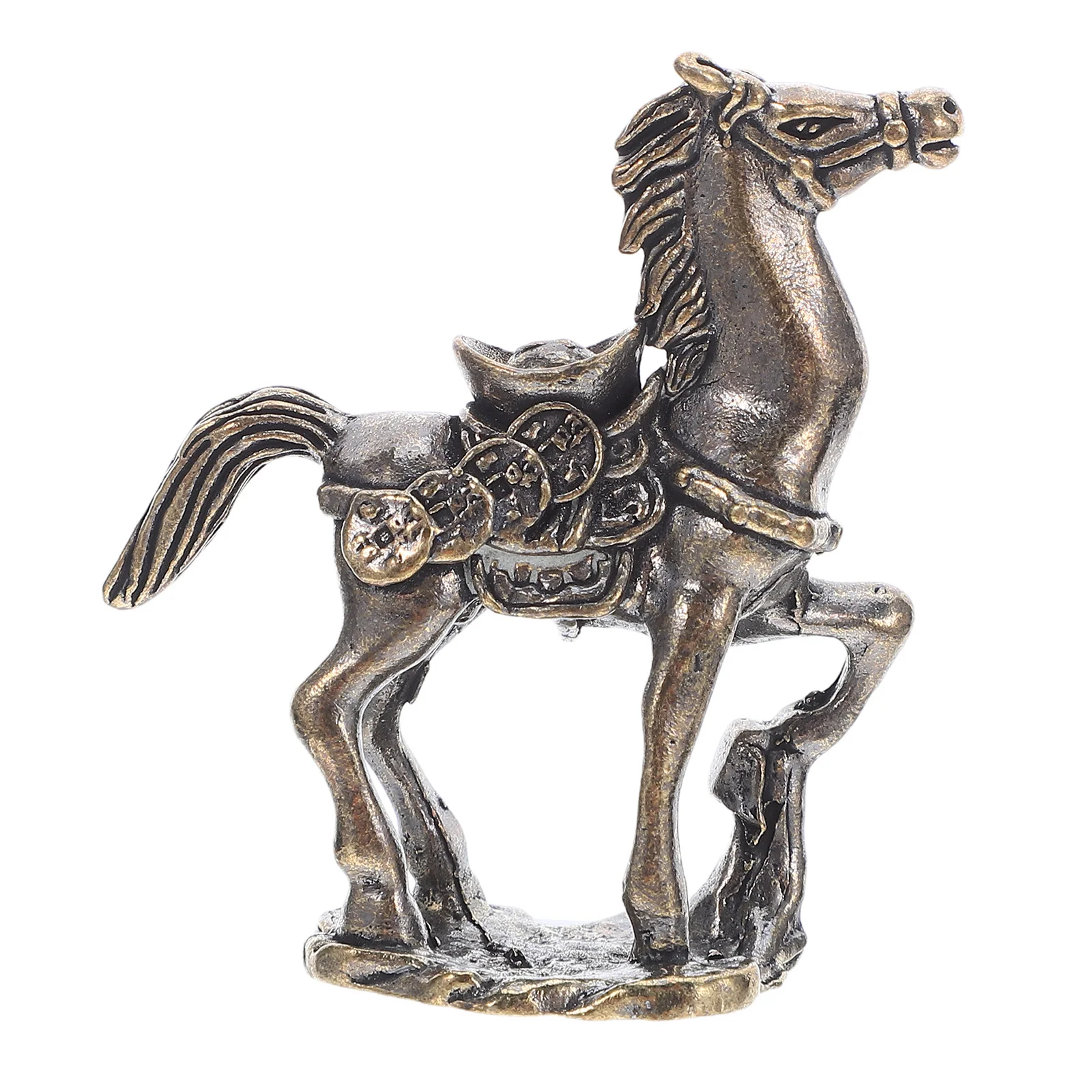 

Golden Horse Ornament Small Brass Animal Sculpture Prosperity Symbol Feng Shui Lucky Charm Table Decor for Living Room Study Tea