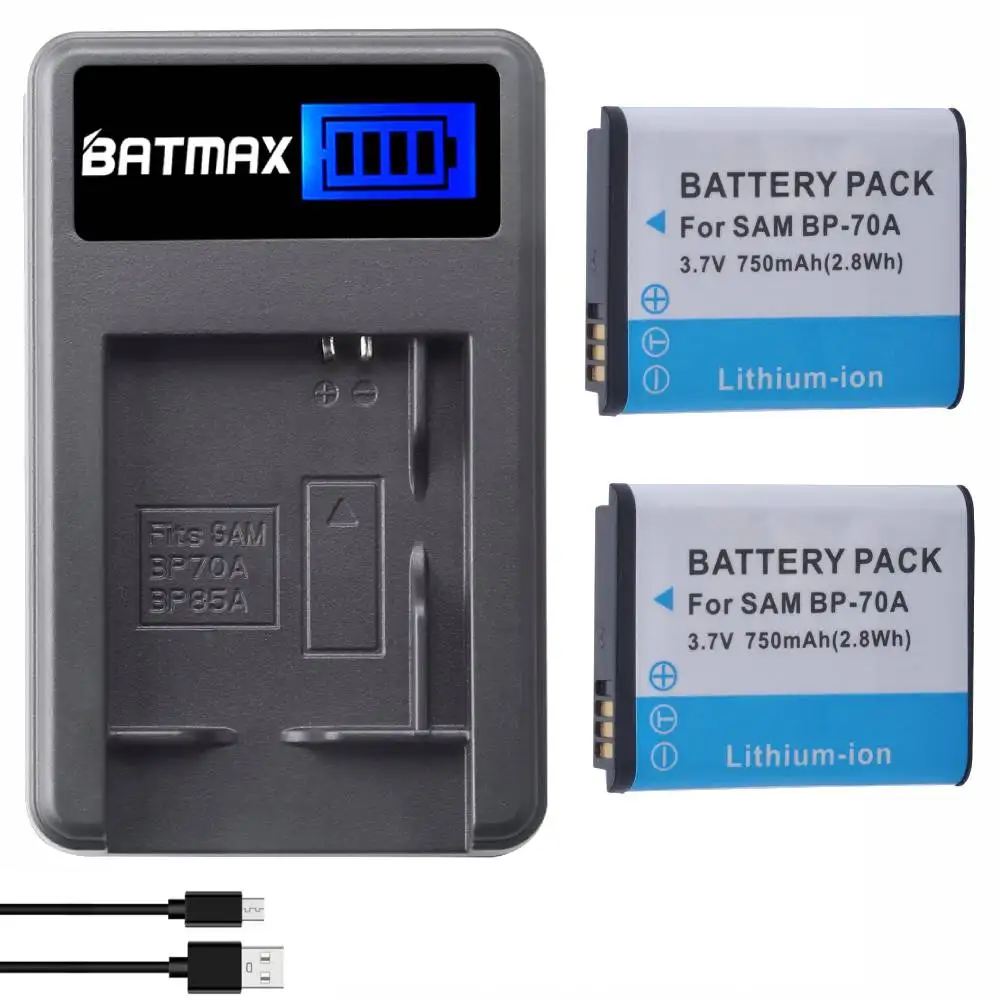 Batmax BP-70A BP70A Bateria + Ładowarka LCD do Samsung ST95 ST100 ST6500 SL50 SL600 TL205 WB30F WB35F DV150F ES65 ES67 MV800 PL80