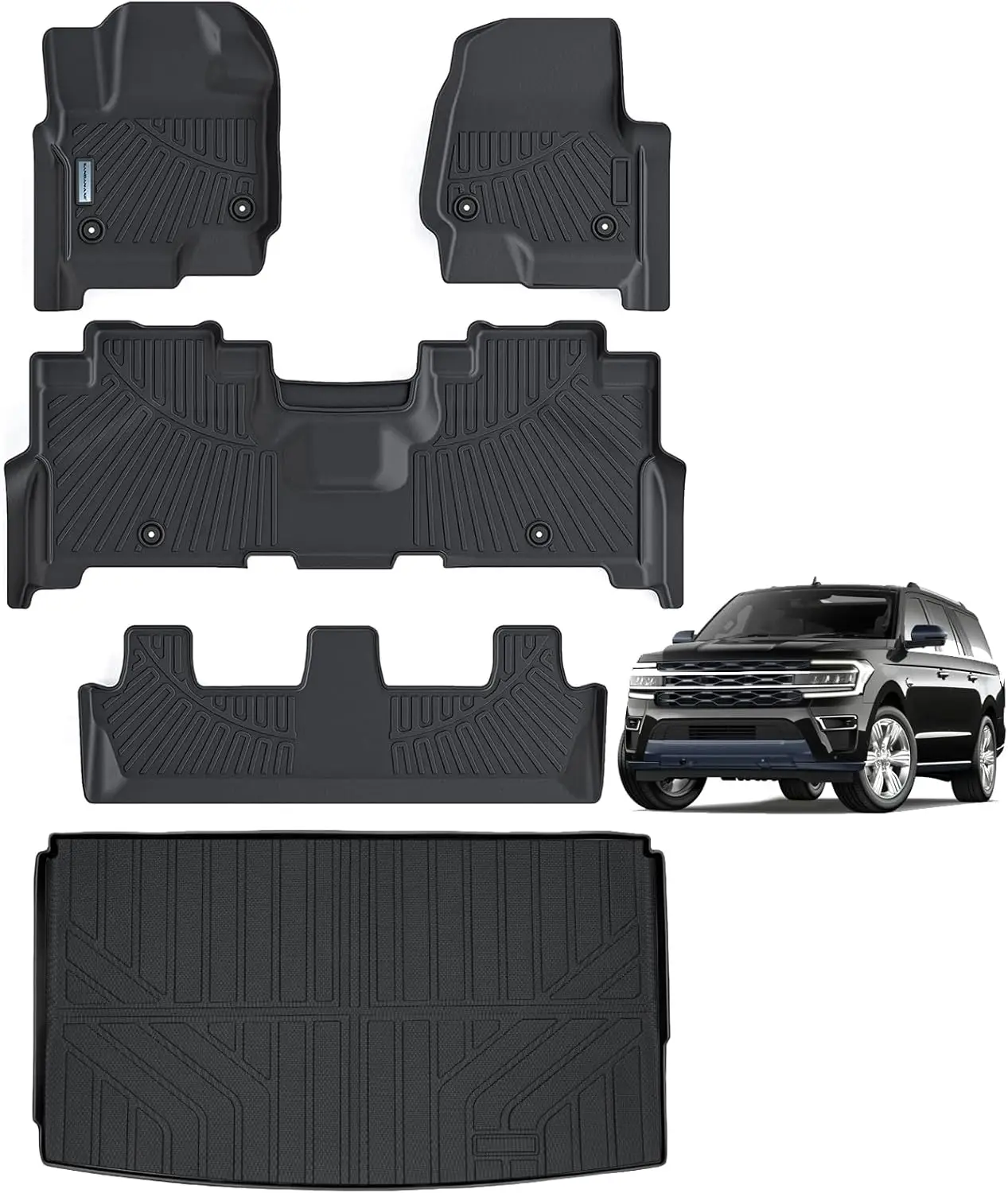 

Всепогодные коврики из TPE и вкладыш в багажник для Ford Expedition MAX 2018-2024 (8 мест, 2-рядная сидушка) - Прочные автомобильные аксессуары