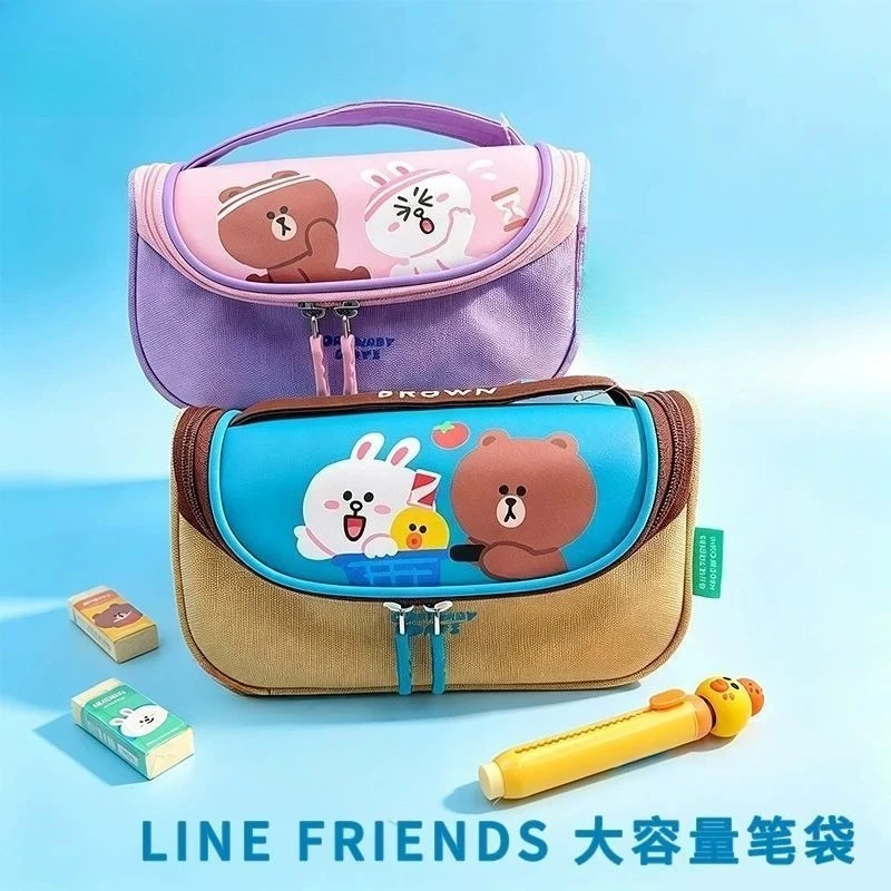 Line Friends Brown Sally Federmäppchen, hoher Farbwert, Animations-Cartoon-Druck, großes Fassungsvermögen, tragbare, niedliche Schreibwarenbox – Detail 2