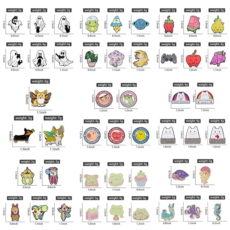 4-6Pcs Set Enamel Pins Custom Animal Brooches Lapel Badges Cartoon Cat Frog Dog Rabbit Jewelry Gift for Kids Friends