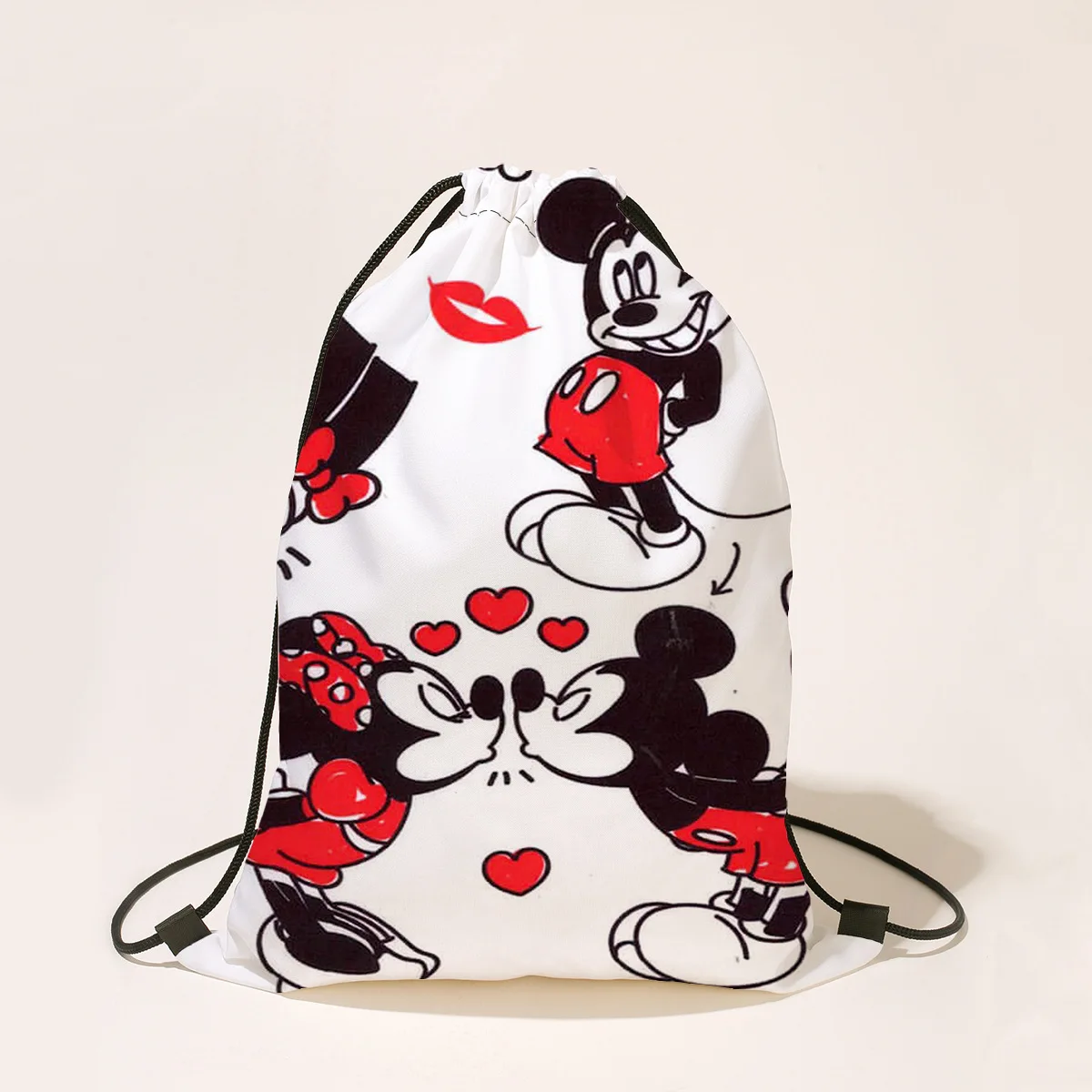 Disney Mickey Mouse Backpack Cute Mickey Minnie Donald Duck Anime Printed Drawstring Bags for Boys Girls Student Outdoor Bags