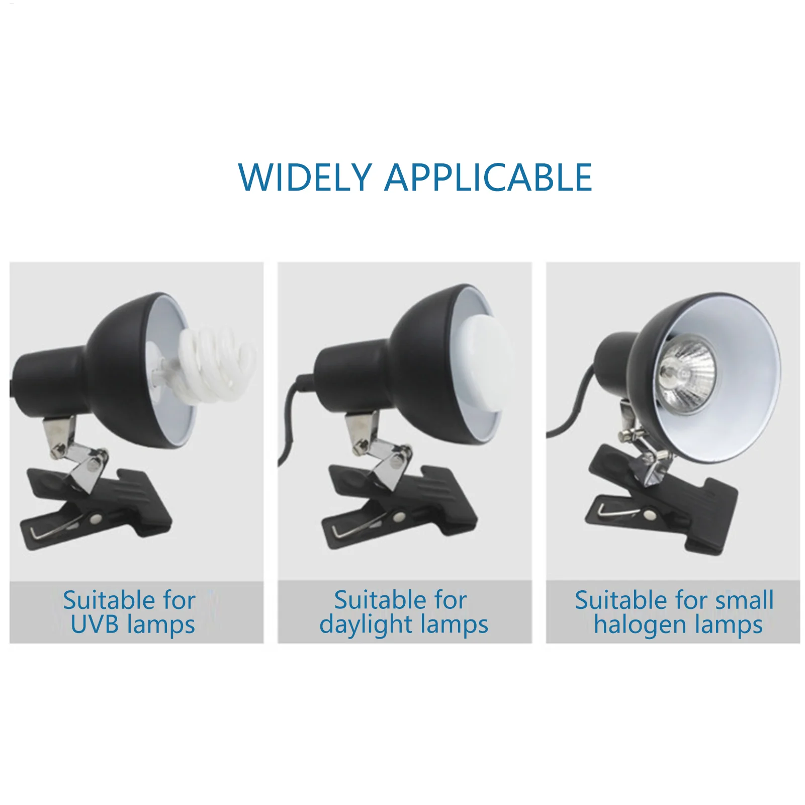 Deep Dome Reptile Lamp Fixture With Optical Reflector Terrarium Lighting Clamp Holder For UVB Basking Heat Bulbs, Snakes Lizards