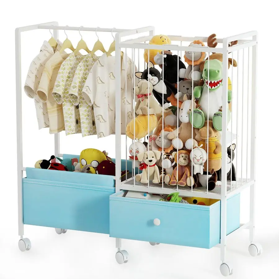 

Вешалка для одежды 3 в 1 с ящиком для хранения, вешалка для одежды с местом для хранения игрушек, органайзер для плюшевых игрушек с тканевым ящиком, вешалка для одежды для P