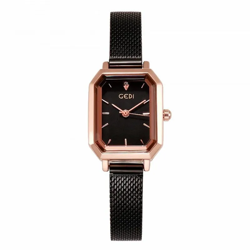 Luxury Brand lady Crystal Watch Women Dress Watch Rose Gold Waterproof Square Watches Female Stainless Steel Wristwatches INS