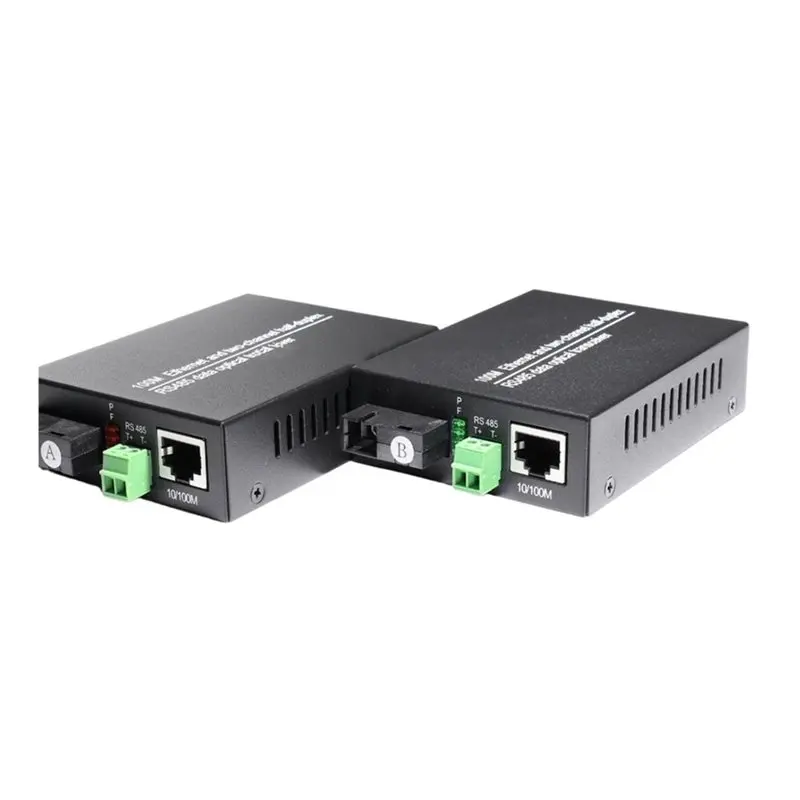 ABGI RS485 Data Extender Converter, 10/100Mbps Ethernet Over Fiber Optic, for BIDI SC/FC Single Mode Single Fiber Transmitter