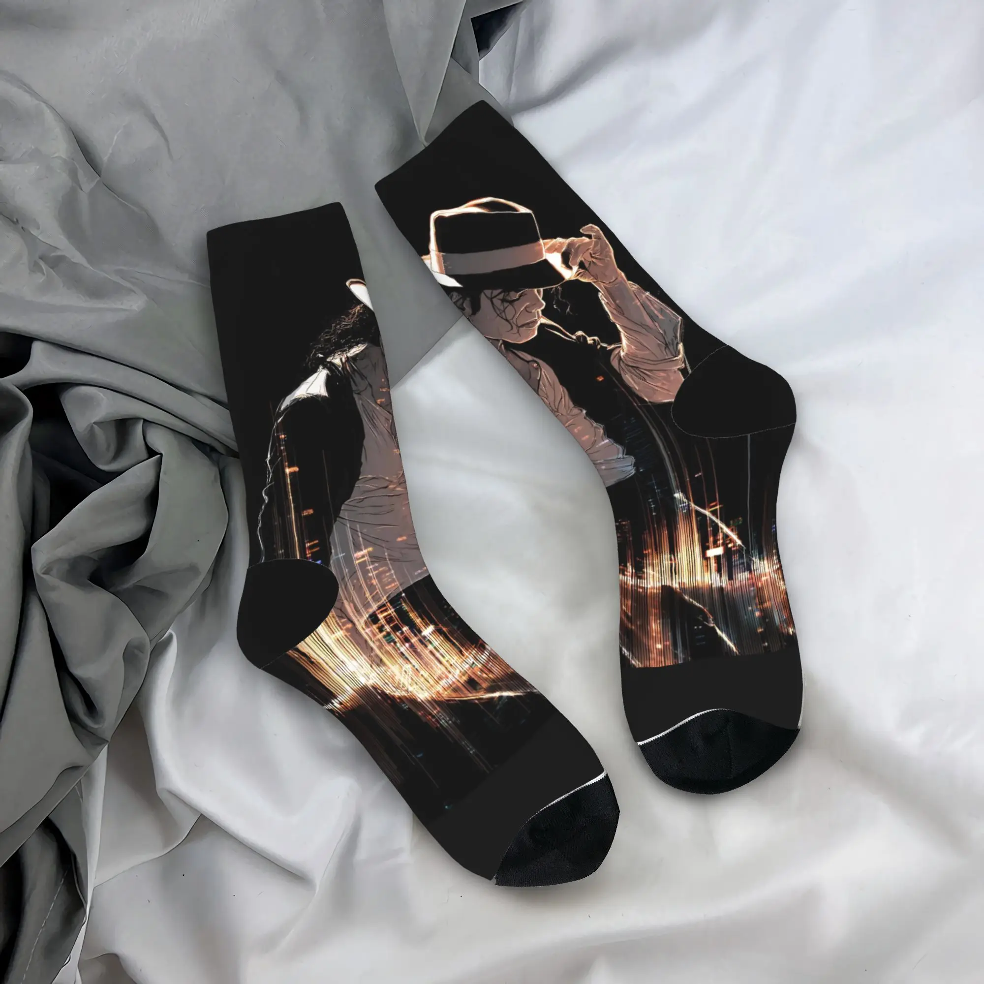 

Носки MJ King Of Pop Michael J-jackson, противоскользящие чулки для женщин и мужчин, средние мягкие носки для скалолазания, осенние носки с забавным дизайном