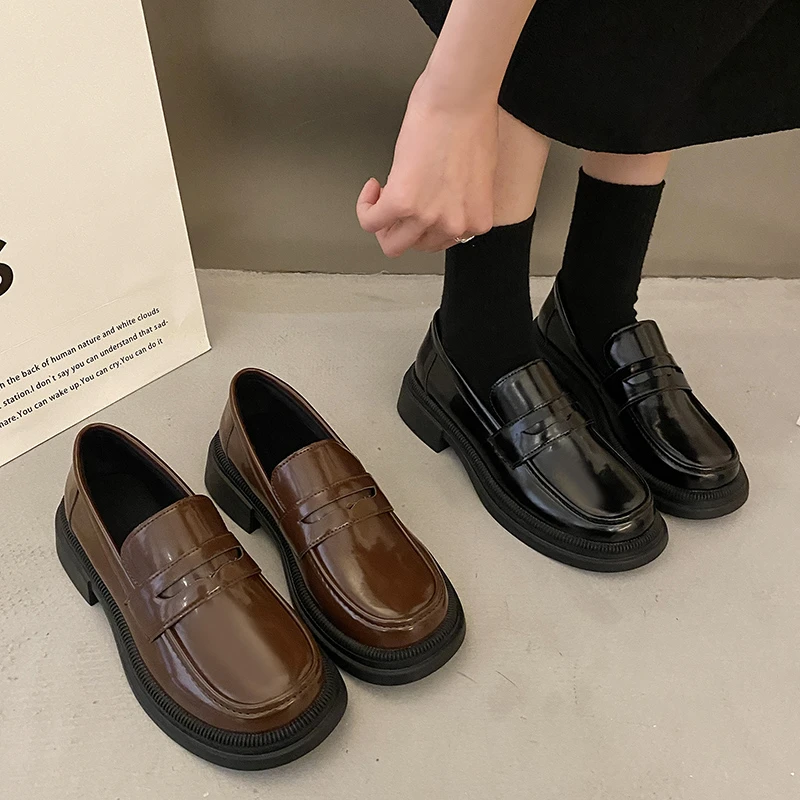 New Women's Loafers Spring British Style Slip on Platform Mary Jane Shoes Woman Japanese Jk Uniform Lolita Shoes Oxford Shoe