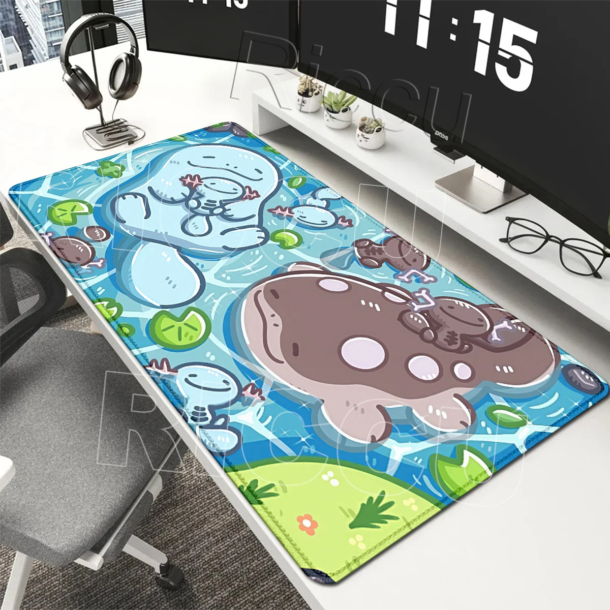 Mauspads XXL P-Pokemon Clodsire Muster Tastaturunterlage Gaming-Bürozubehör Matten Gamer-Teppich Gummi-Randversiegelung Pads