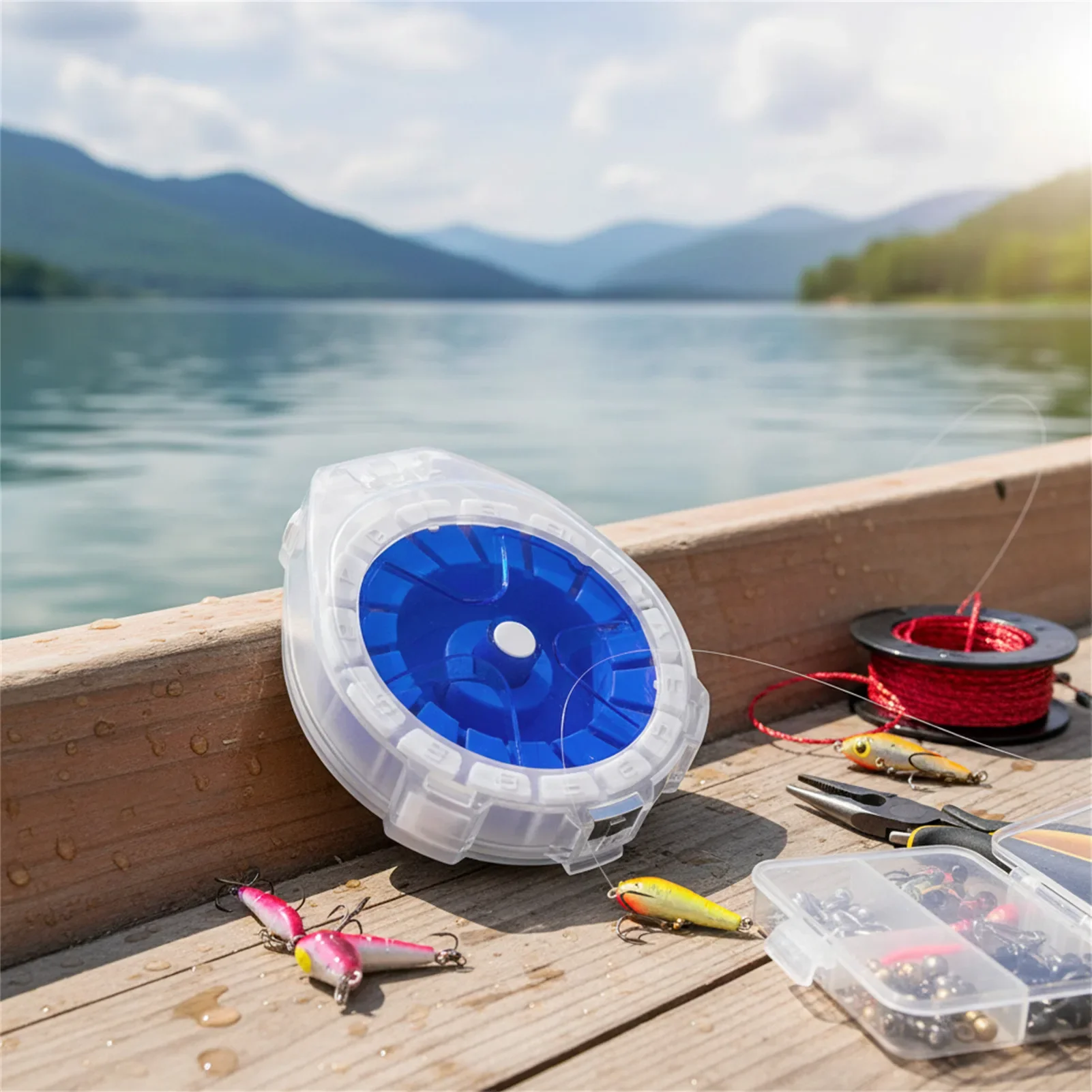 1X-Fishing Line Storage Box with Cutter Anti-Reverse Reel for Carbon Line Plastic Multifunctional Organizer gallery 3