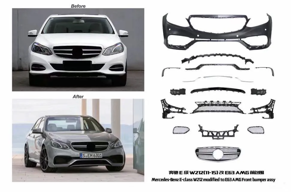 car bumpers Surrounding is applicable for Benz E-Class W212 modification, enveloping E63 in 2014-15 car modification kit