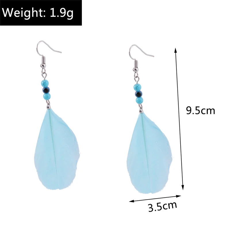 Fashion Blue Feather Drop Earrings for Women Girls Party Festival Jewelry Gifts